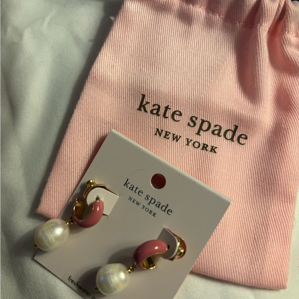 Kate Spade Pink and Gold Earrings freshwater pearls